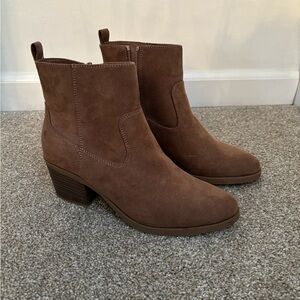 Old Navy Brown Suede-Look Ankle Booties